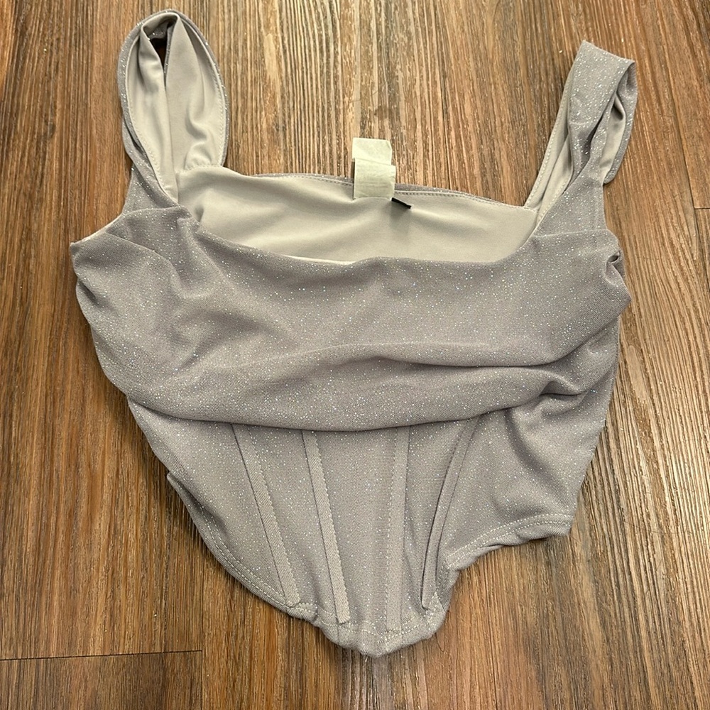 Silver sparkles top